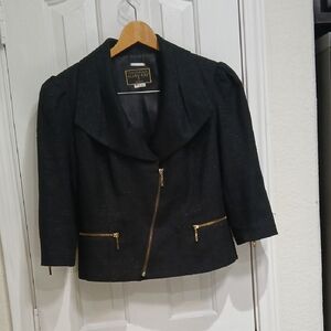 Mary Kay Black and Gold Blazer Modern Suit Jacket Size 10